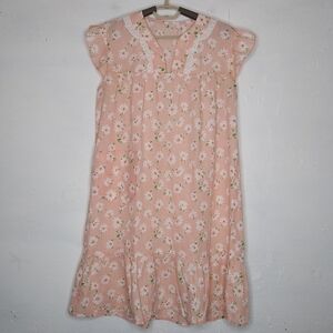 Vintage Dress Midi House Short Sleeve VNeck Eyelet Lace Floral Pocket Shift Larg